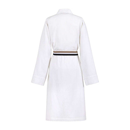 White - Back - Boss Womens-Ladies Blinea Stripe Detail Kimono Robe