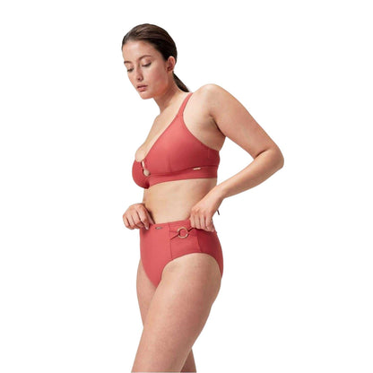 Red - Lifestyle - Speedo Womens-Ladies Gold Ring High Waist Bikini Bottoms