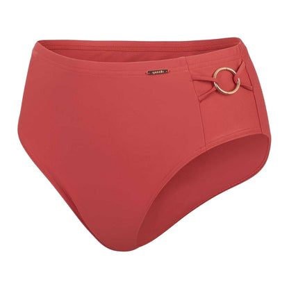 Red - Front - Speedo Womens-Ladies Gold Ring High Waist Bikini Bottoms