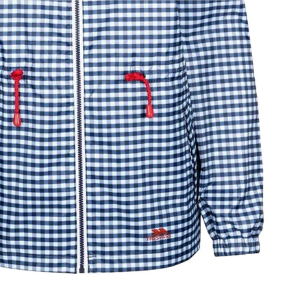 Navy - Side - Trespass Womens-Ladies Niggle Gingham Raincoat