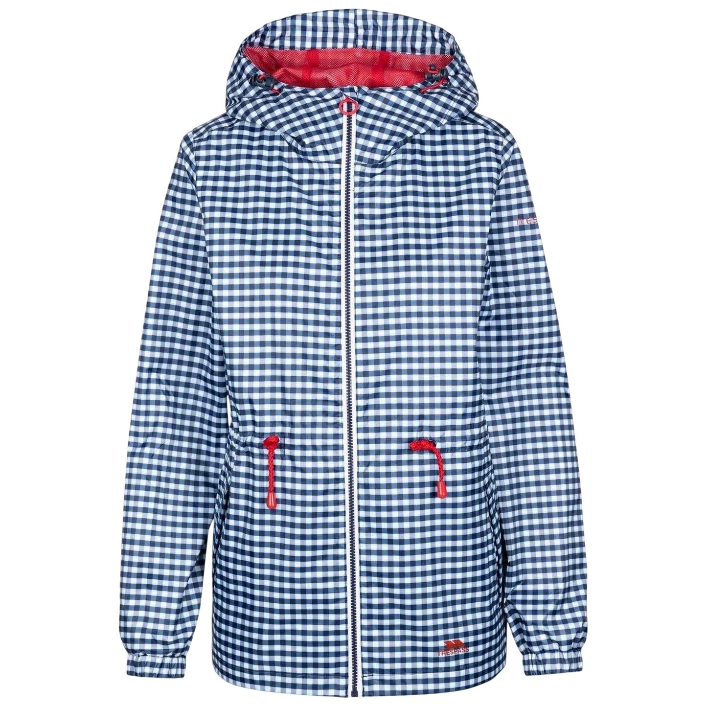 Navy - Front - Trespass Womens-Ladies Niggle Gingham Raincoat