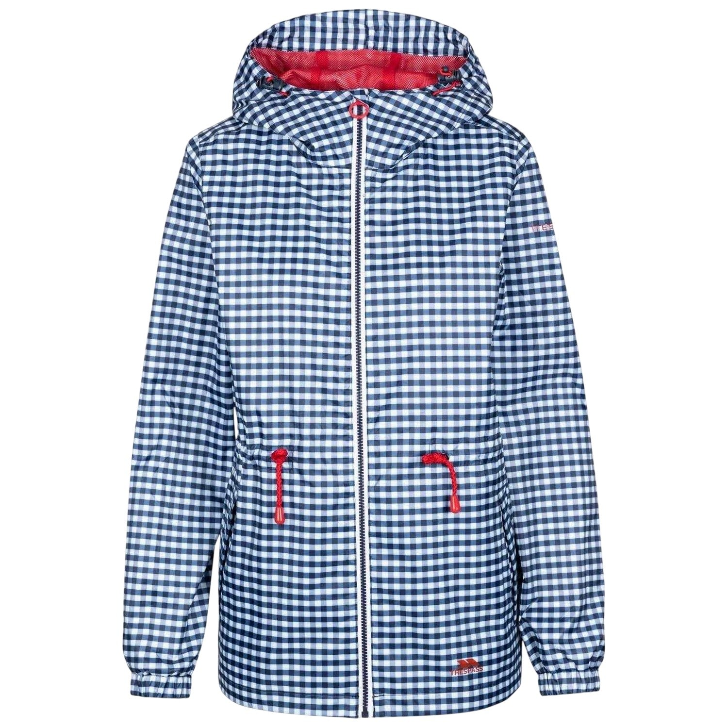 Navy - Front - Trespass Womens-Ladies Niggle Gingham Raincoat