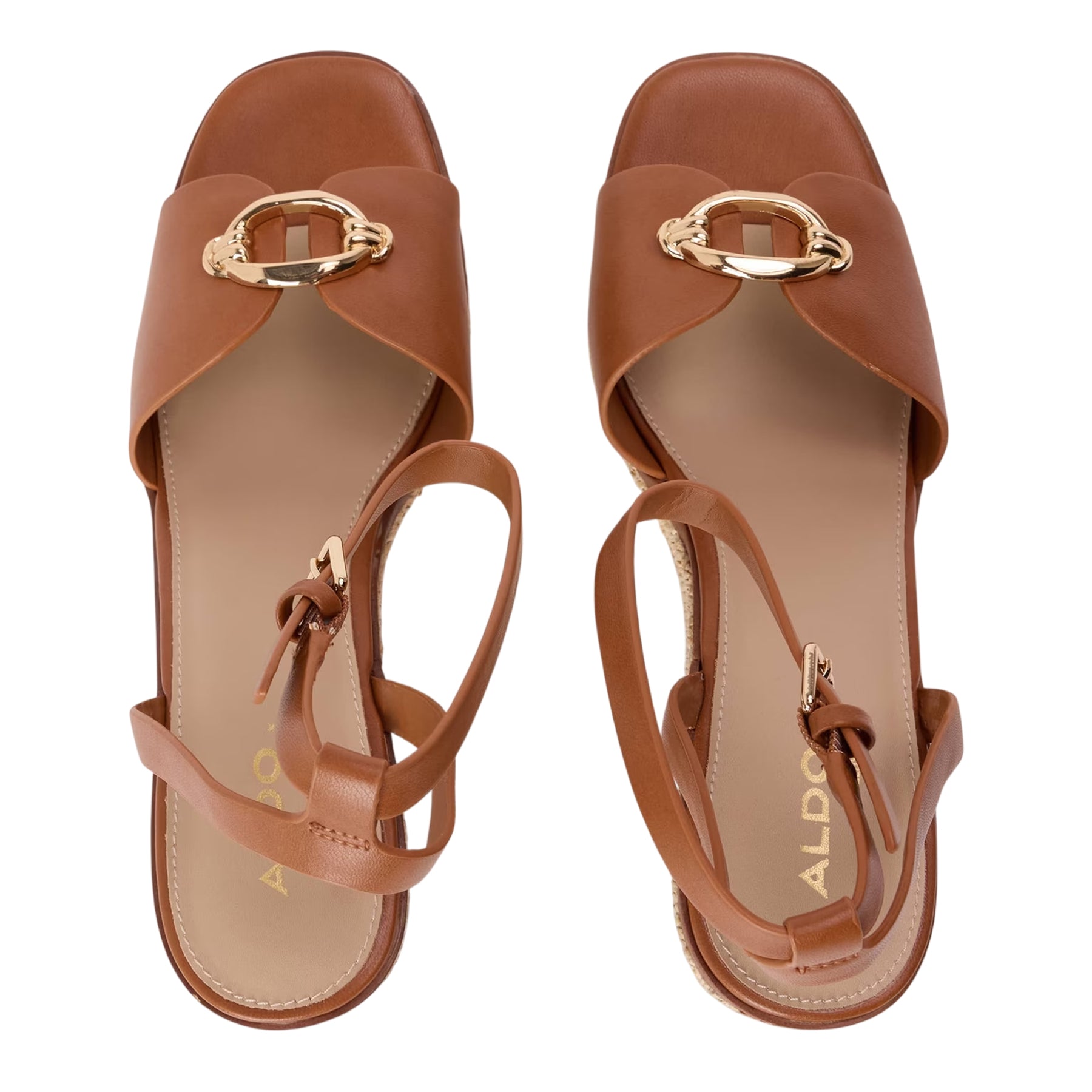 Medium Brown - Lifestyle - Aldo Womens-Ladies Carrabririel Leather Wedge Sandals