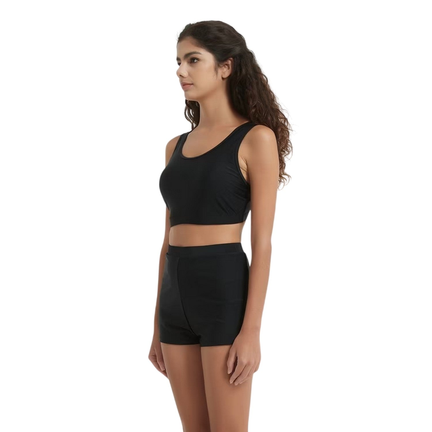 Black - Side - Be You Womens-Ladies Crop Bikini Top