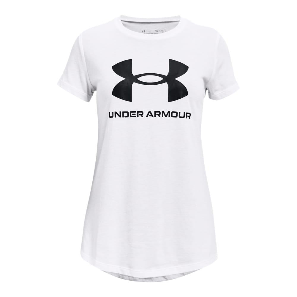 White - Front - Under Armour Childrens-Kids Logo T-Shirt