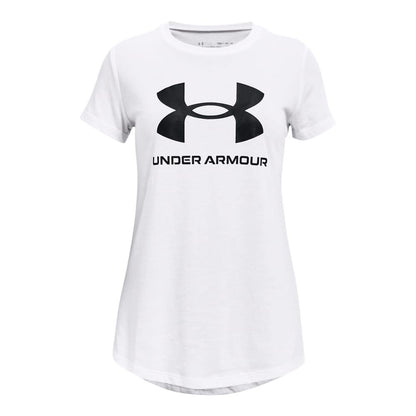 White - Front - Under Armour Childrens-Kids Logo T-Shirt
