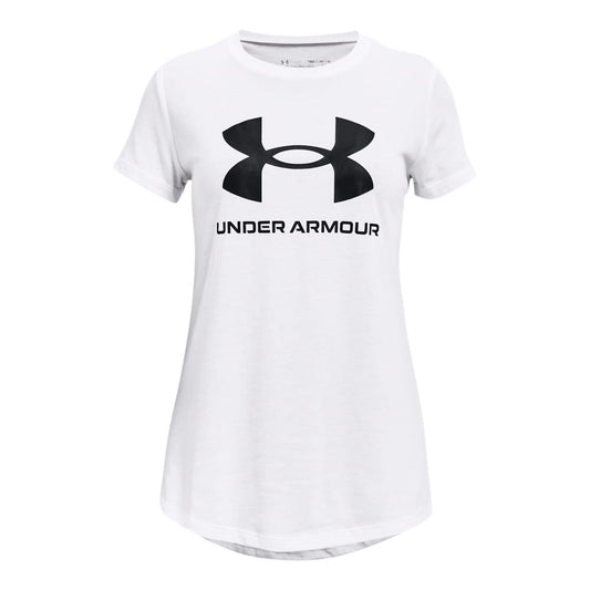 White - Front - Under Armour Childrens-Kids Logo T-Shirt