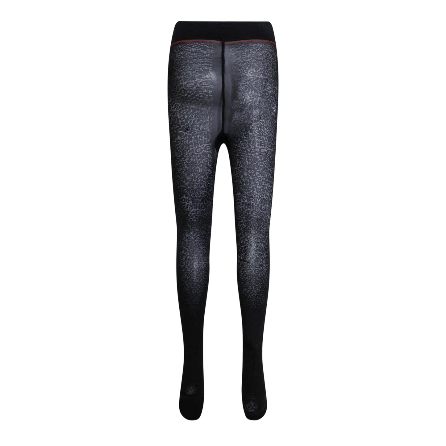 Black - Back - Hugo Womens-Ladies Logo Leopard Print Tights