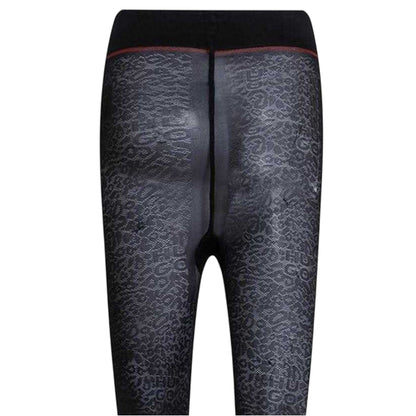 Black - Side - Hugo Womens-Ladies Logo Leopard Print Tights