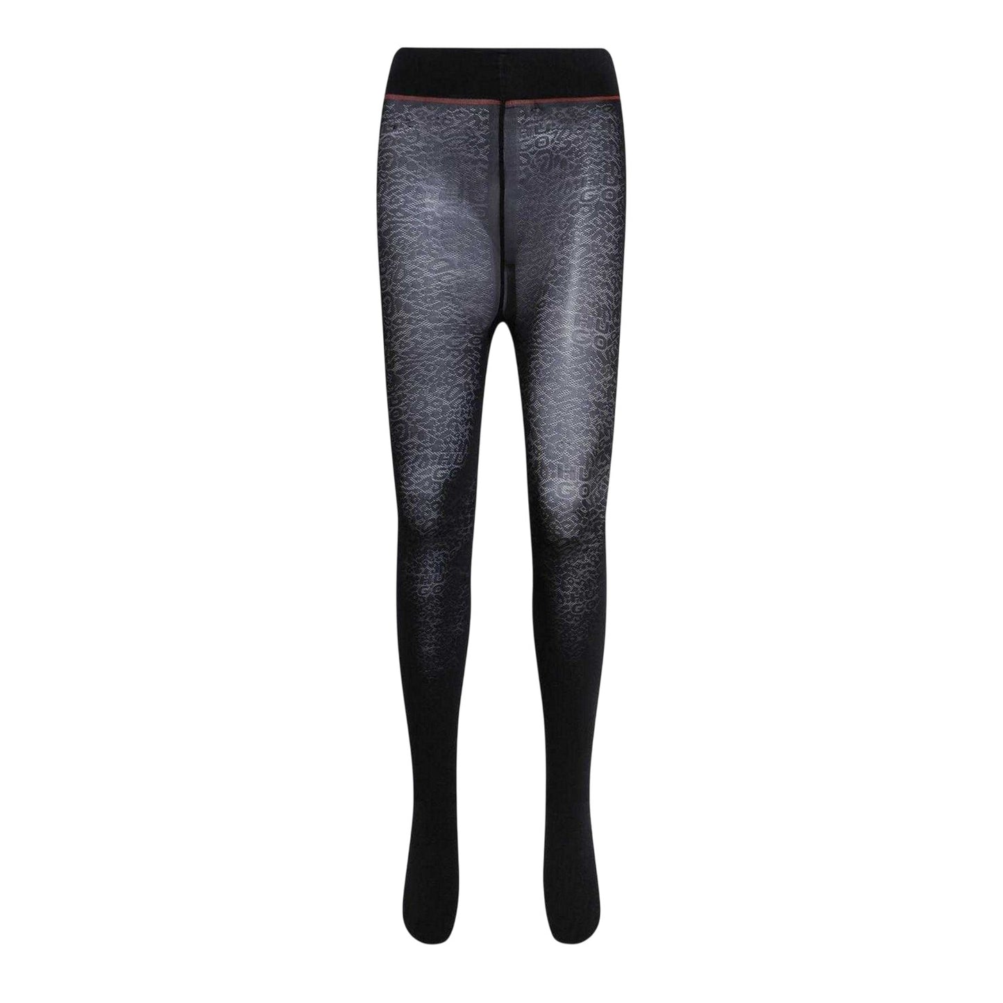 Black - Front - Hugo Womens-Ladies Logo Leopard Print Tights