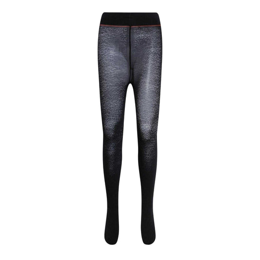 Black - Front - Hugo Womens-Ladies Logo Leopard Print Tights