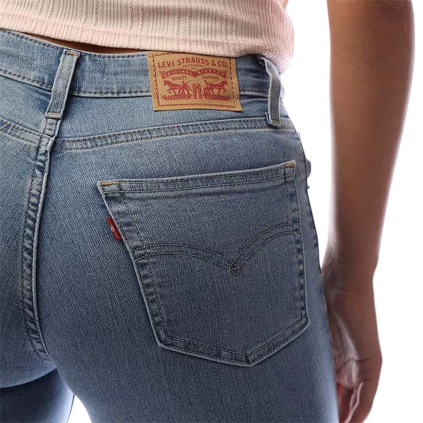 Blue - Side - Levis Womens-Ladies 5 Pockets Flared Jeans