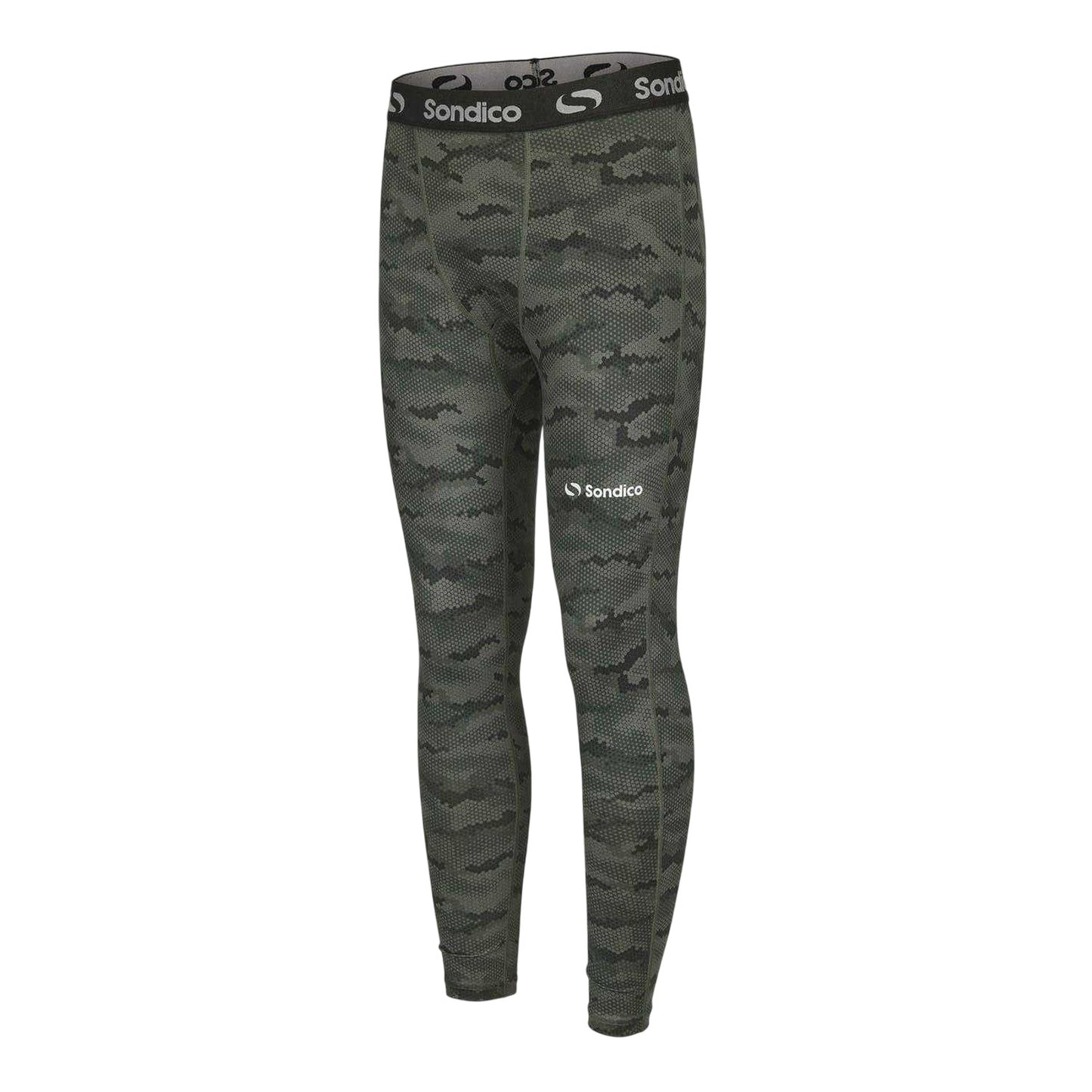 Green - Side - Sondico Mens Core Camo Base Layer Leggings