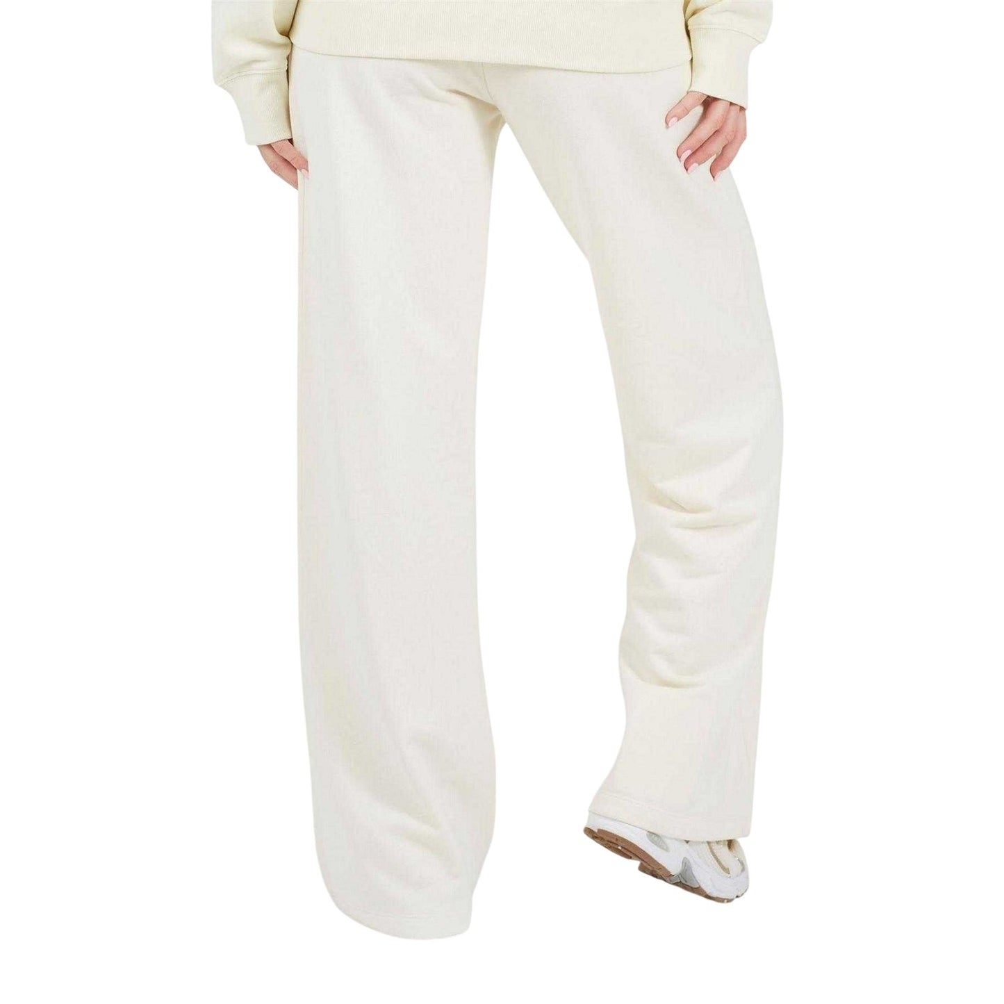 Cream - Back - Brave Soul Womens-Ladies Wide Leg Jogging Bottoms