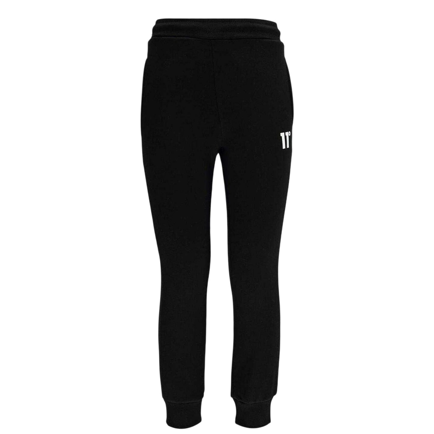 Black - Front - 11 Degrees Mens Cotton Skinny Joggers