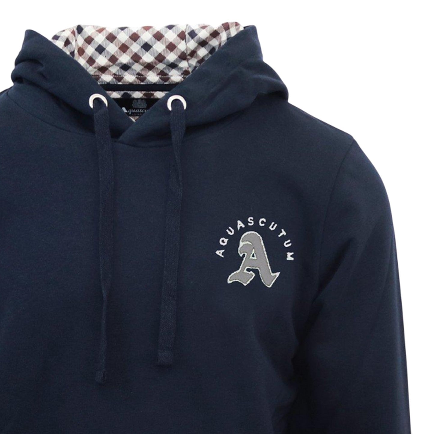 Navy - Side - Aquascutum Mens Kangaroo Pocket Long-Sleeved Hoodie