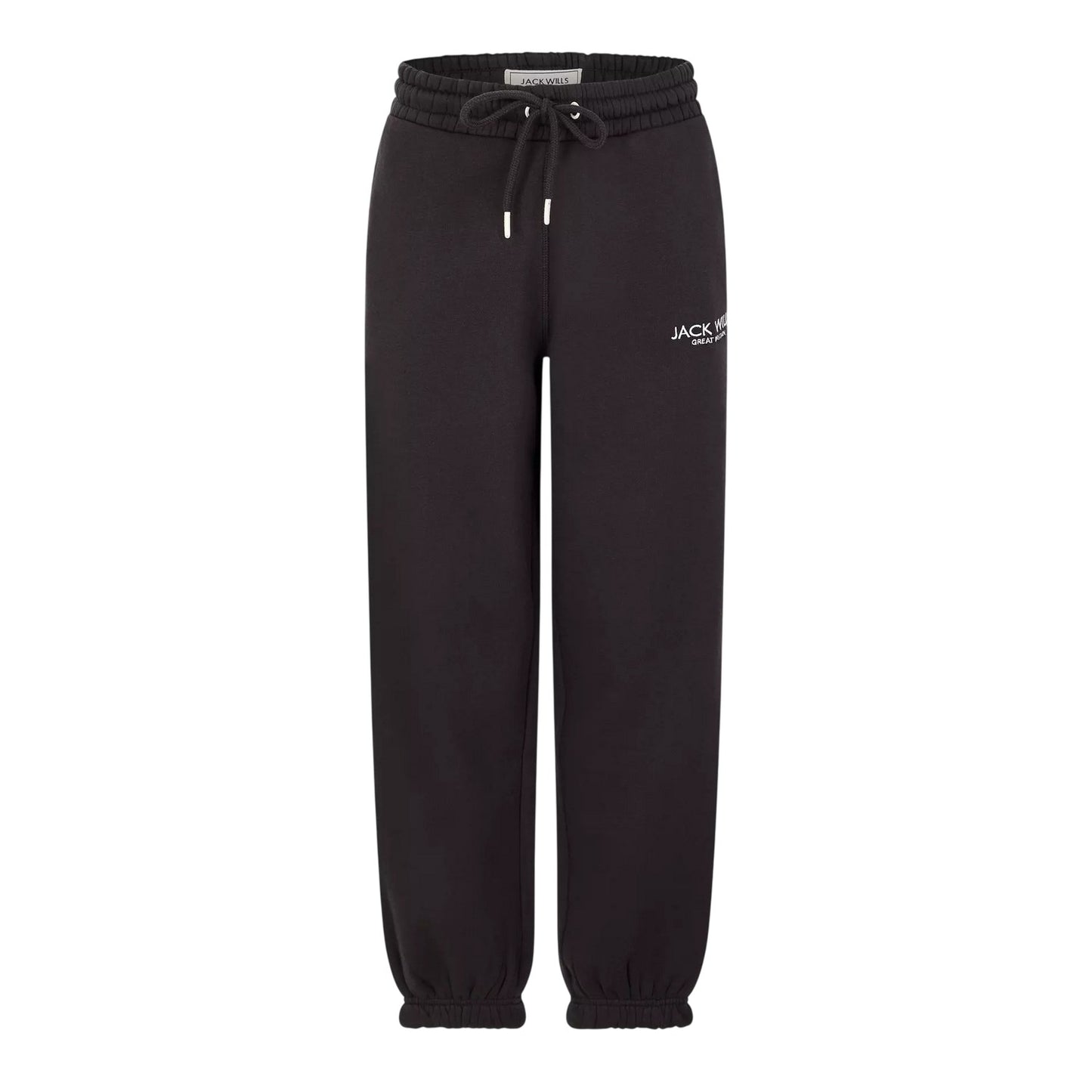 Black - Front - Jack Wills Womens-Ladies Bayton Relaxed Fit Jogging Bottoms