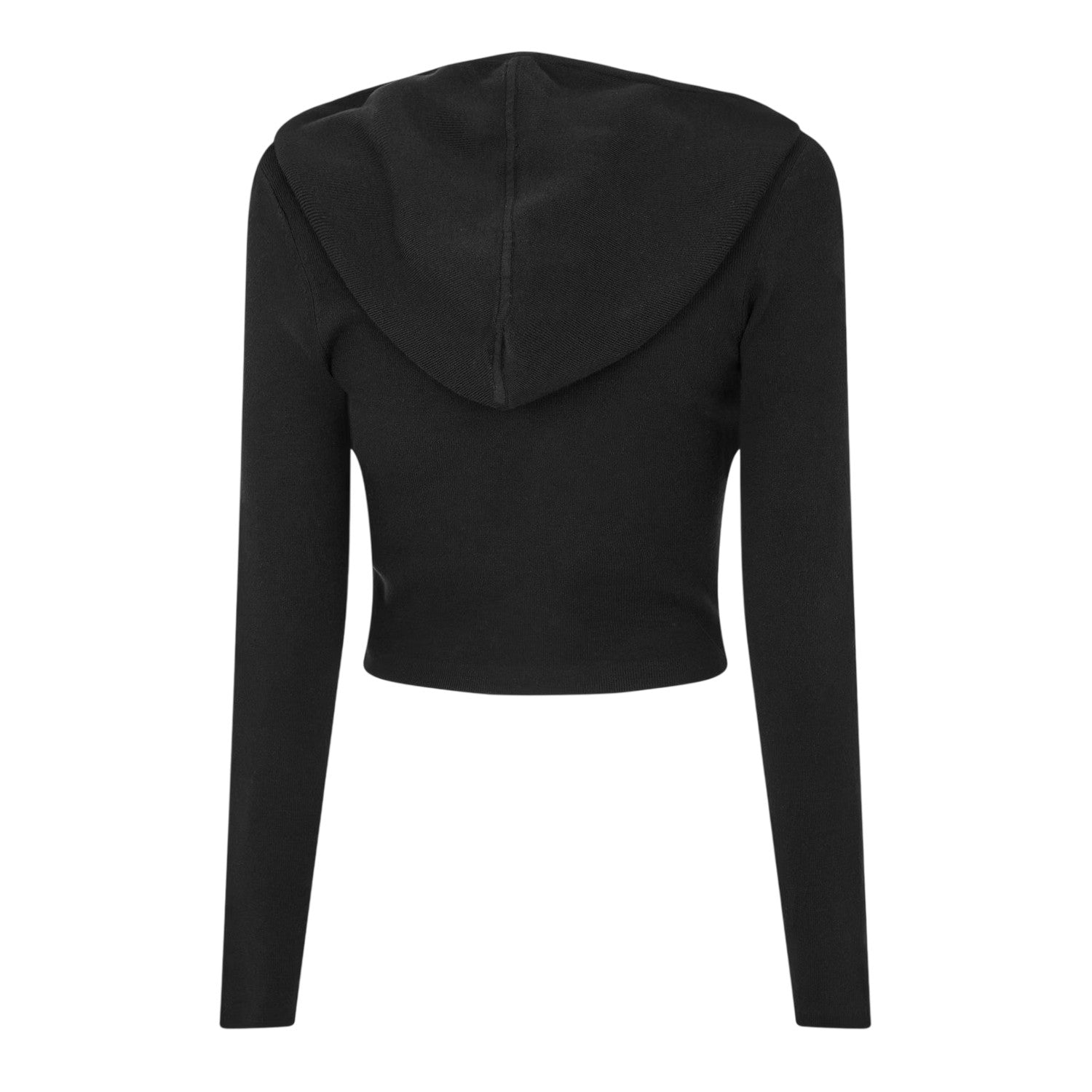 Black - Back - Jack Wills Womens-Ladies Knitted Cropped Full Zip Hoodie