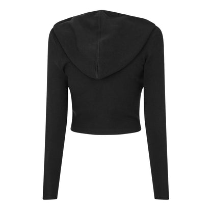 Black - Back - Jack Wills Womens-Ladies Knitted Cropped Full Zip Hoodie