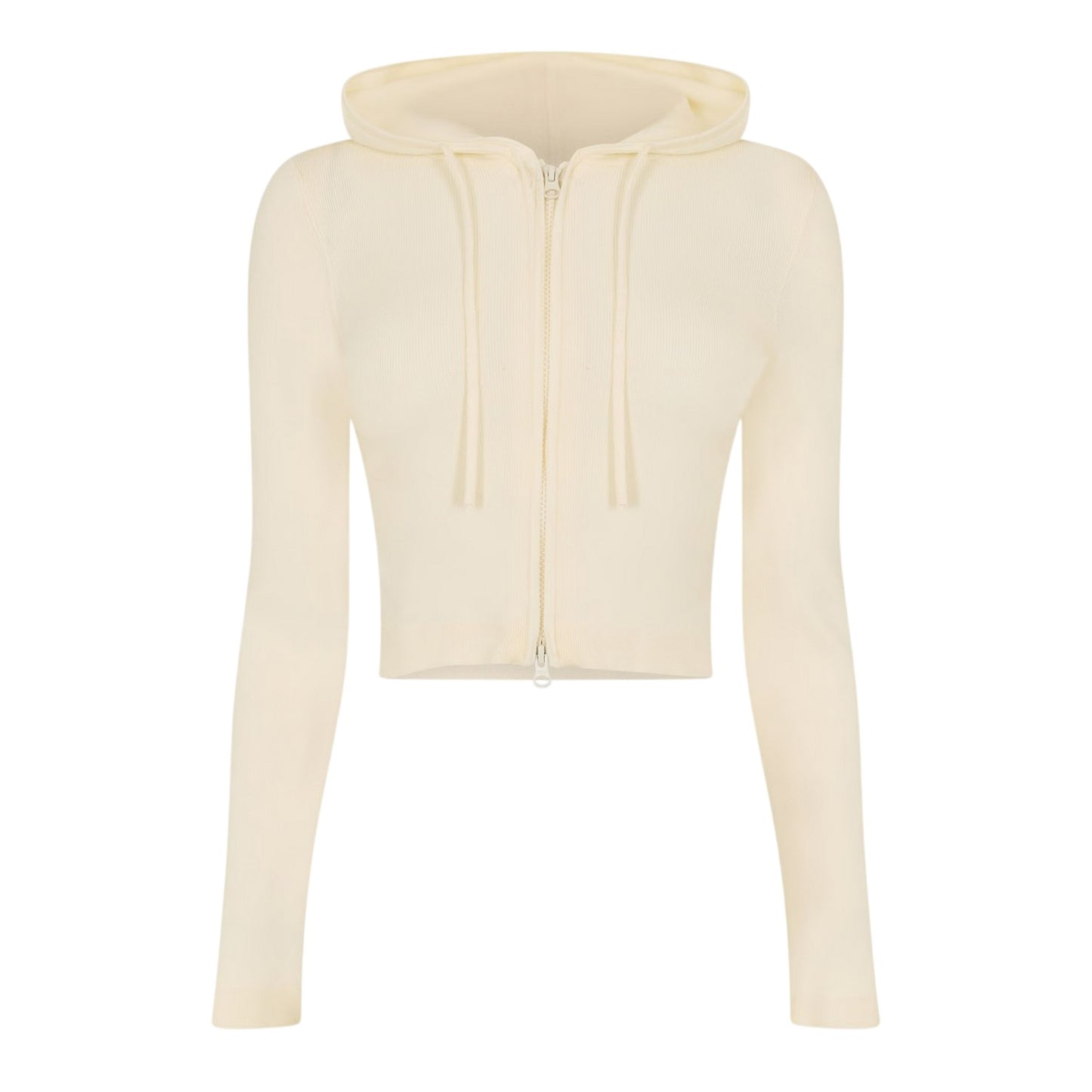Vintage White - Front - Jack Wills Womens-Ladies Knitted Cropped Full Zip Hoodie