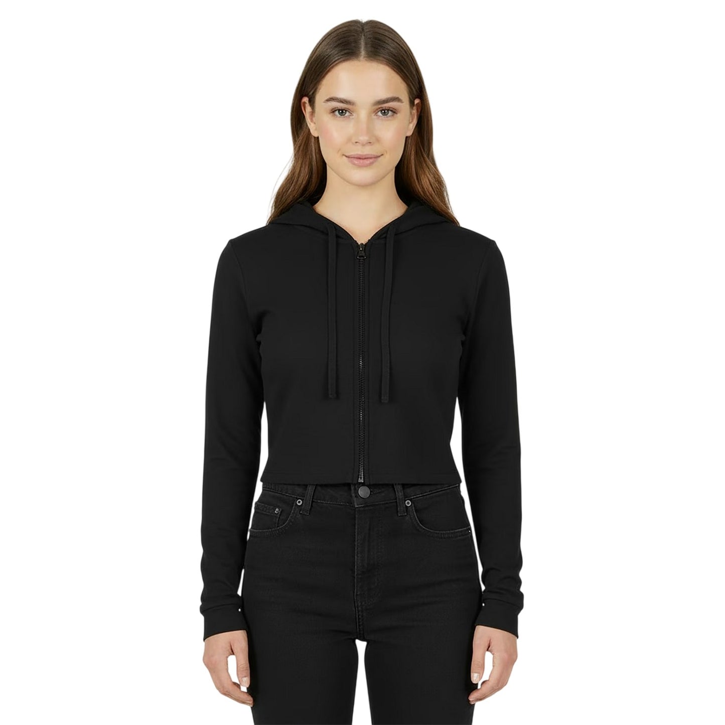 Black - Side - Jack Wills Womens-Ladies Knitted Cropped Full Zip Hoodie