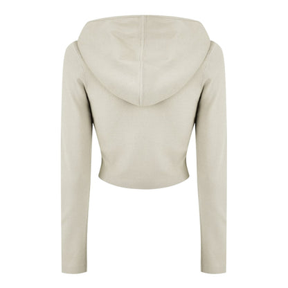 Stone - Back - Jack Wills Womens-Ladies Knitted Cropped Full Zip Hoodie