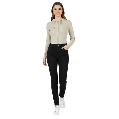 Stone - Lifestyle - Jack Wills Womens-Ladies Knitted Cropped Full Zip Hoodie