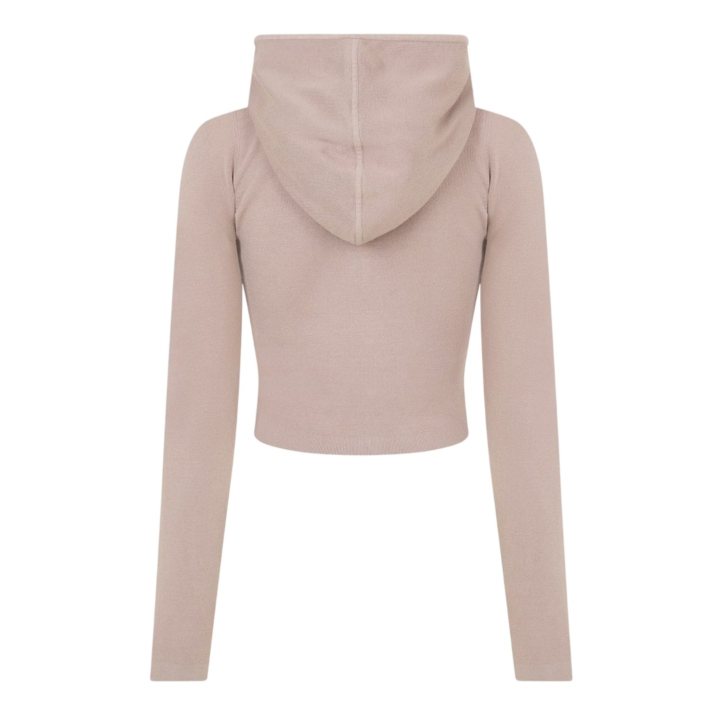 Taupe - Back - Jack Wills Womens-Ladies Knitted Cropped Full Zip Hoodie