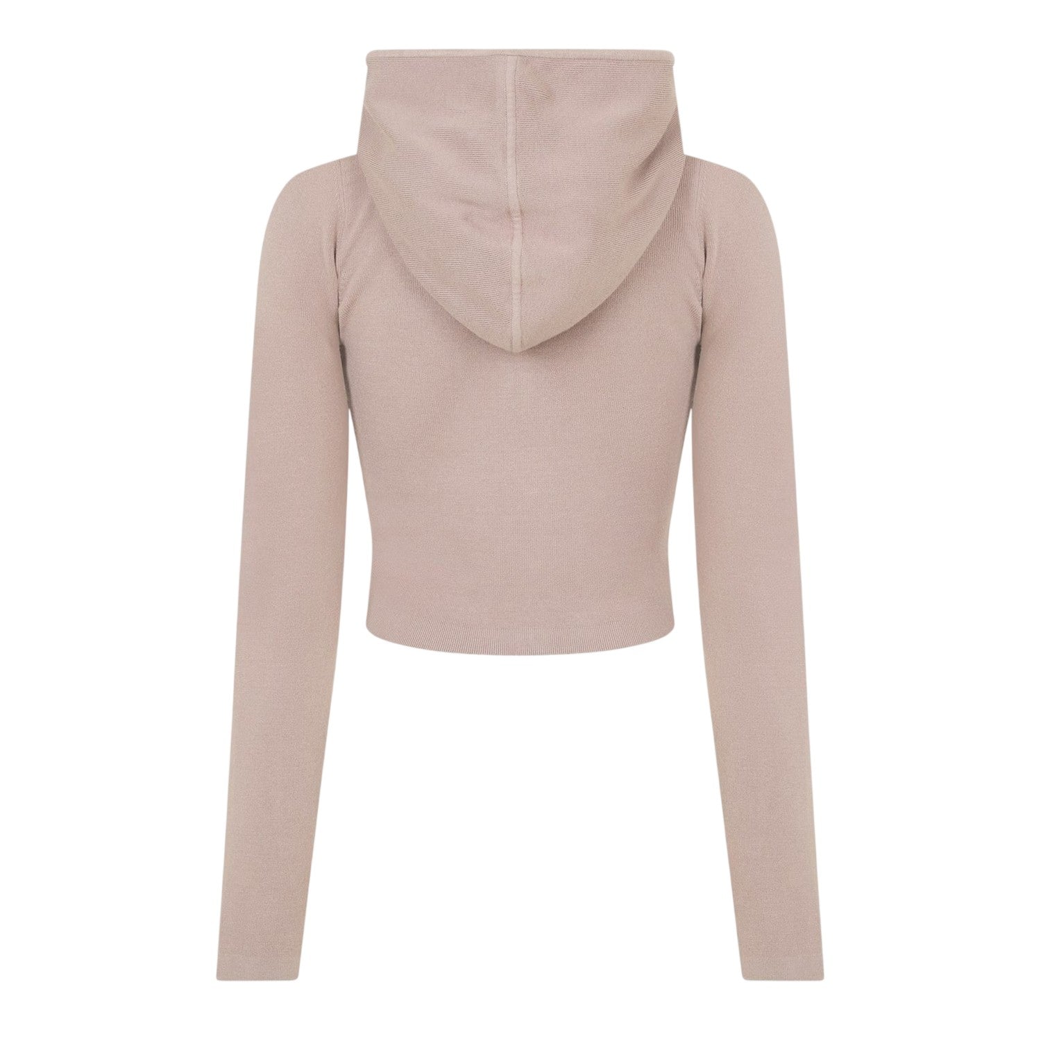 Taupe - Back - Jack Wills Womens-Ladies Knitted Cropped Full Zip Hoodie