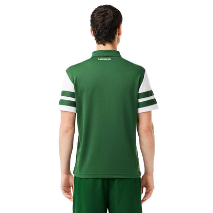 Green-White - Back - Lacoste Mens Pique Ultra Dry Tennis Polo Shirt