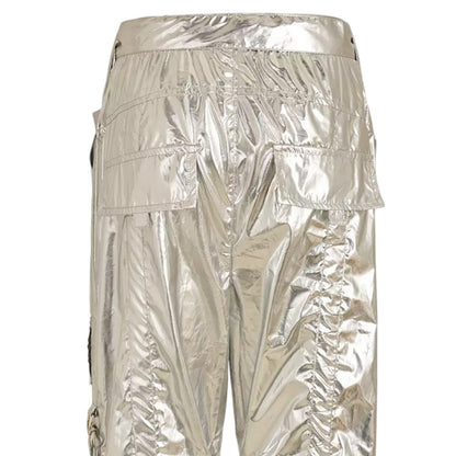Silver - Lifestyle - AmyLynn Womens-Ladies Metallic Cargo Trousers