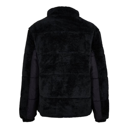 Black - Back - NY Concept Mens Trent Teddy Fleece Zipped Jacket