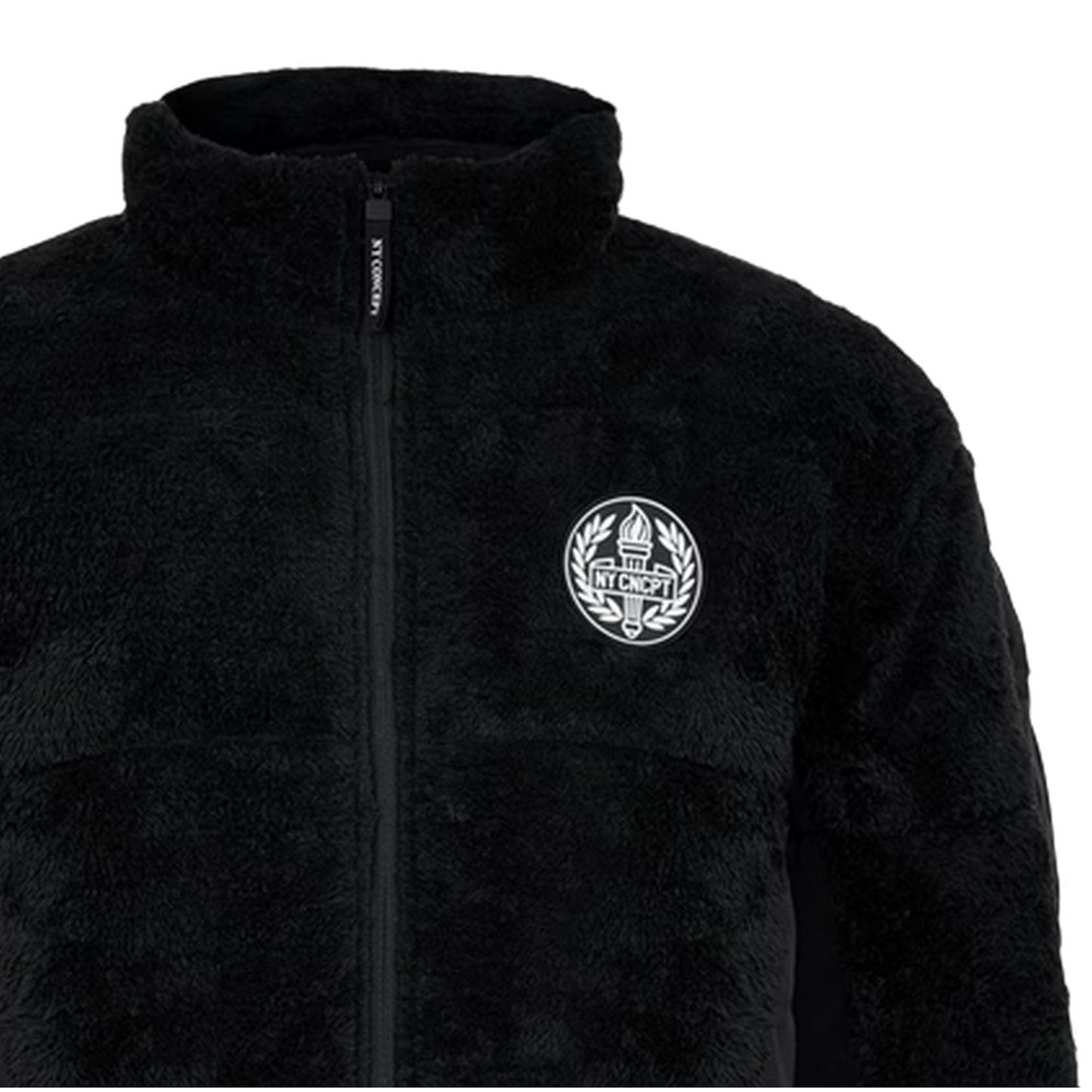 Black - Side - NY Concept Mens Trent Teddy Fleece Zipped Jacket