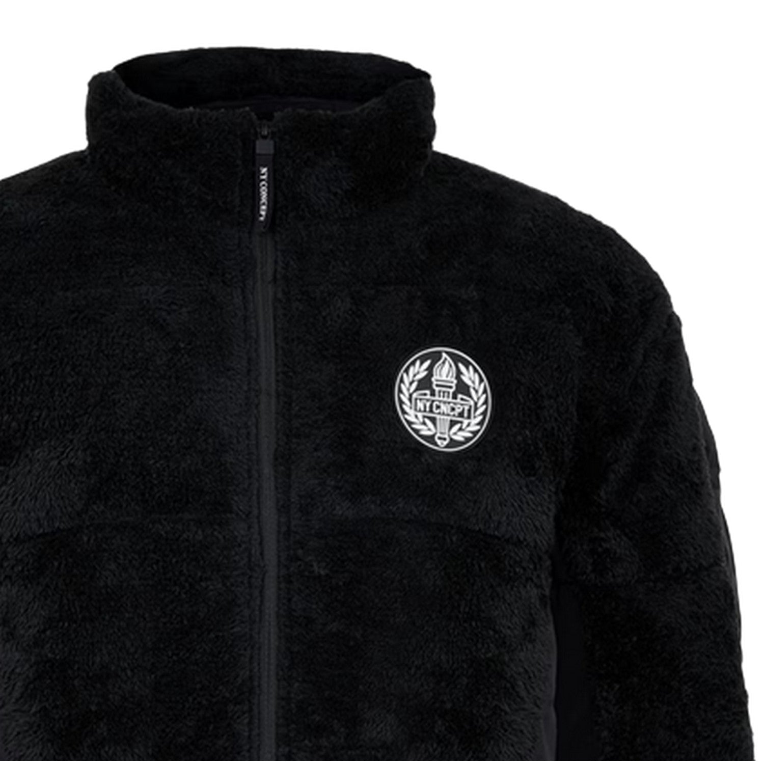 Black - Side - NY Concept Mens Trent Teddy Fleece Zipped Jacket