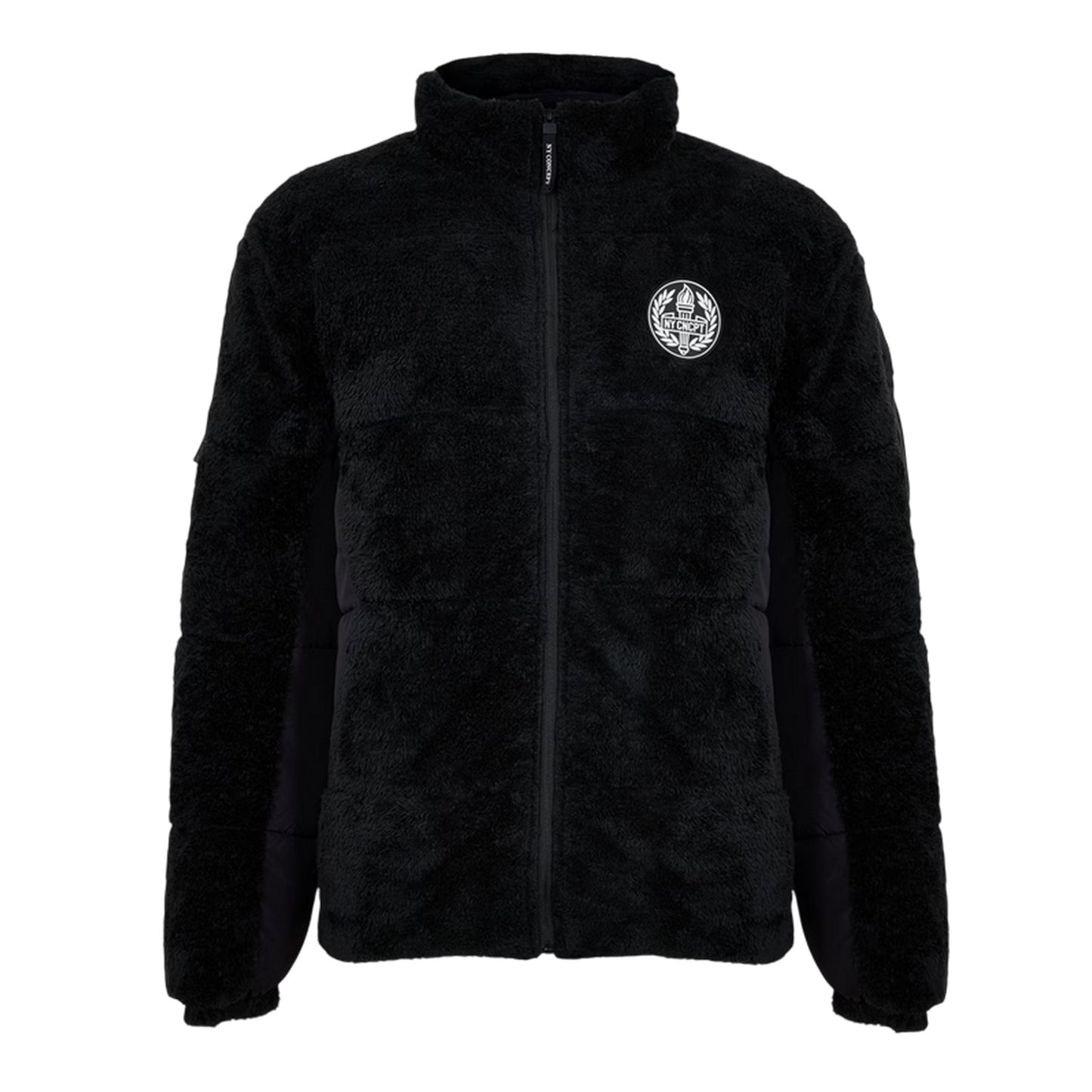 Black - Front - NY Concept Mens Trent Teddy Fleece Zipped Jacket