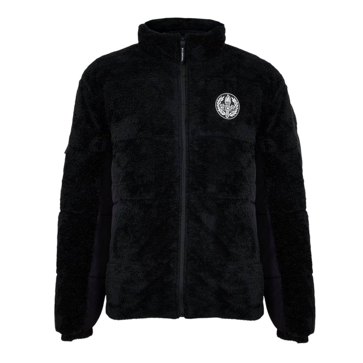 Black - Front - NY Concept Mens Trent Teddy Fleece Zipped Jacket