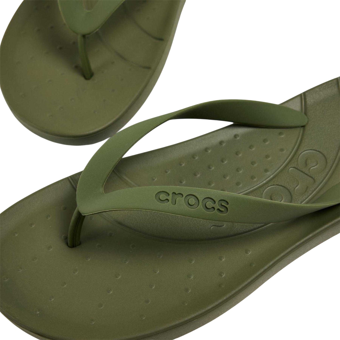 Army Green - Side - Crocs Mens Lite Ride Thong Strap Flip Flops