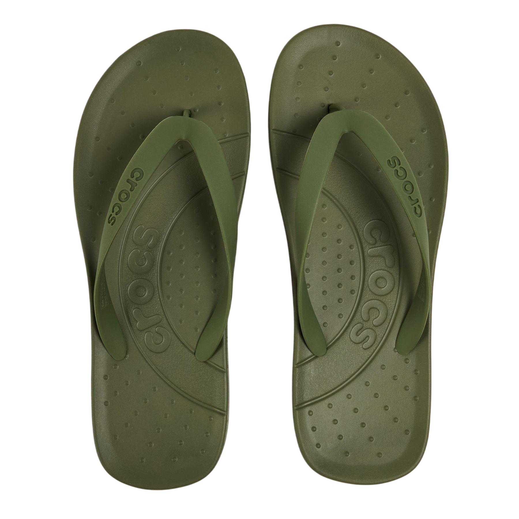 Army Green - Lifestyle - Crocs Mens Lite Ride Thong Strap Flip Flops
