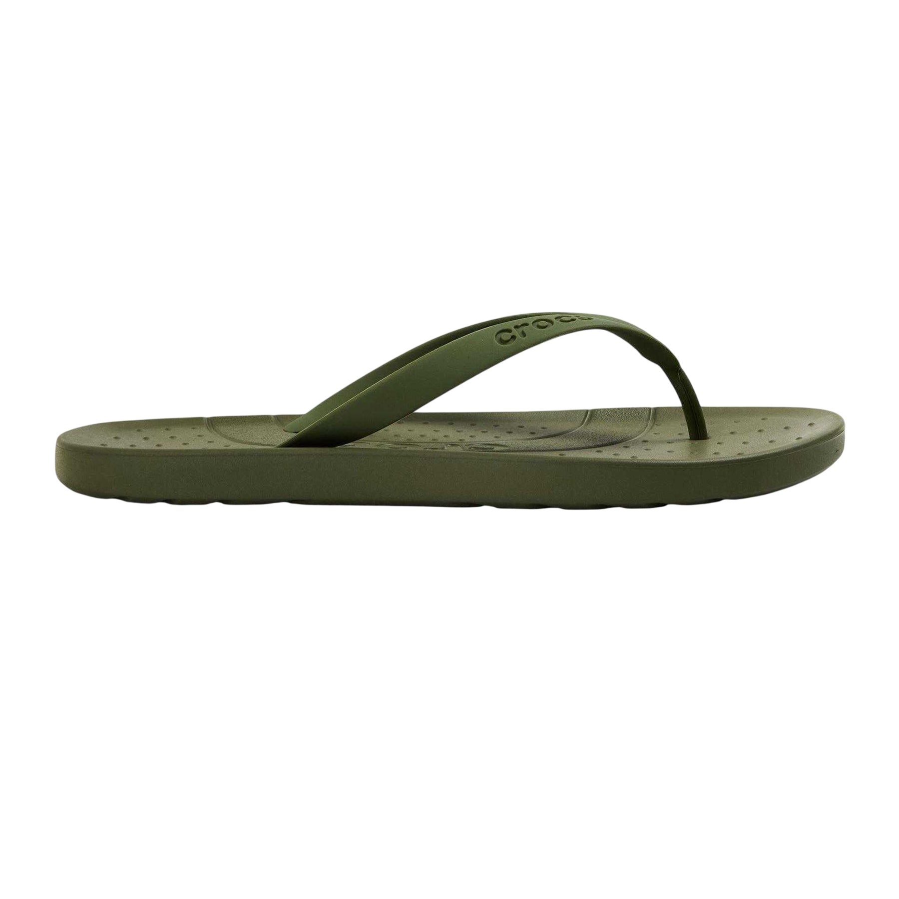 Army Green - Front - Crocs Mens Lite Ride Thong Strap Flip Flops