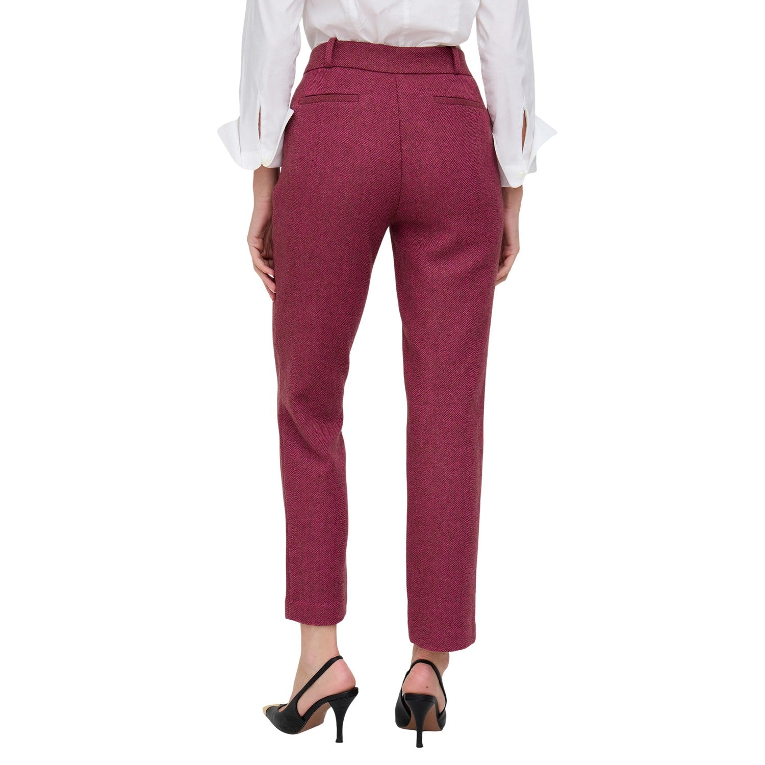 Pink - Back - Lily And Lionel Womens-Ladies Herringbone Tapered Suit Trousers