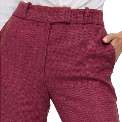 Pink - Side - Lily And Lionel Womens-Ladies Herringbone Tapered Suit Trousers