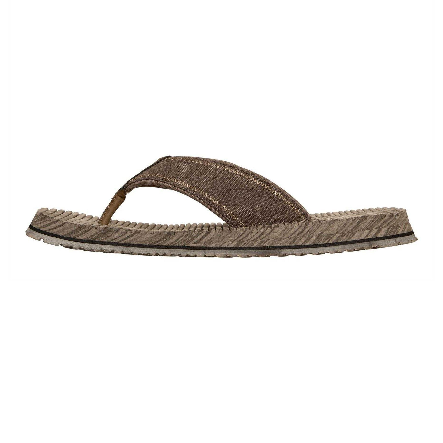 Brown - Back - Skechers Mens Leather Flat Sandals