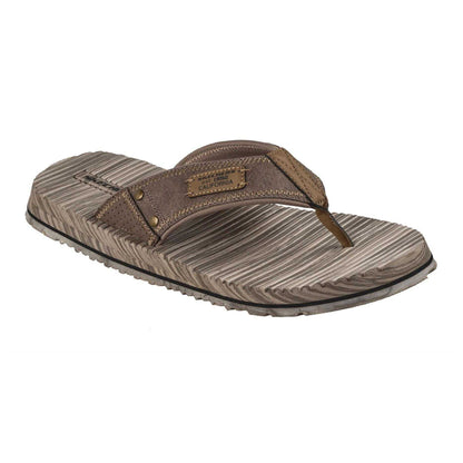 Brown - Pack Shot - Skechers Mens Leather Flat Sandals