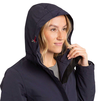 Navy - Side - Trespass Womens-Ladies Overcast Press Stud Raincoat