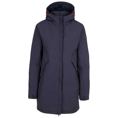 Navy - Front - Trespass Womens-Ladies Overcast Press Stud Raincoat