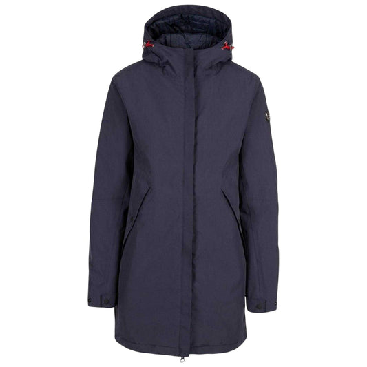 Navy - Front - Trespass Womens-Ladies Overcast Press Stud Raincoat
