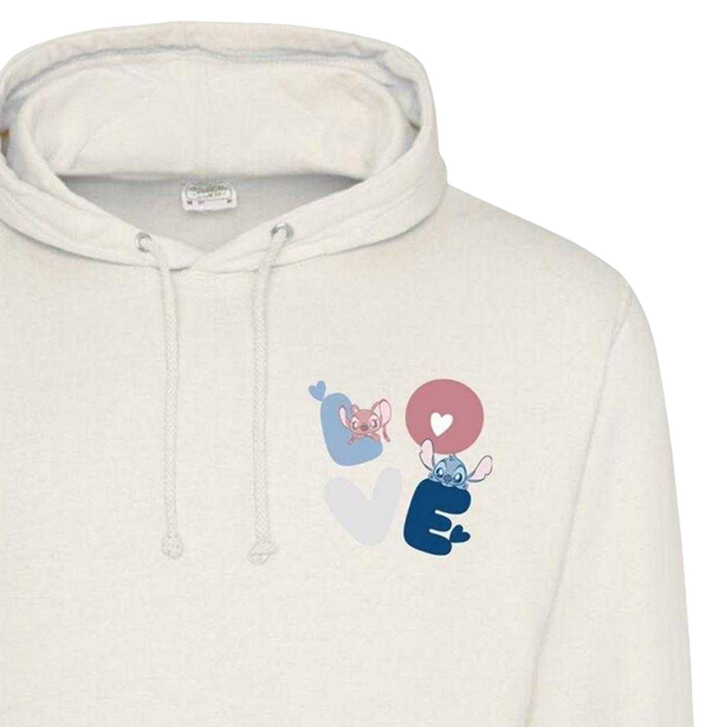 White - Side - Lilo & Stitch Unisex Adult Love Stitch & Angel Valentine`s Day Hoodie