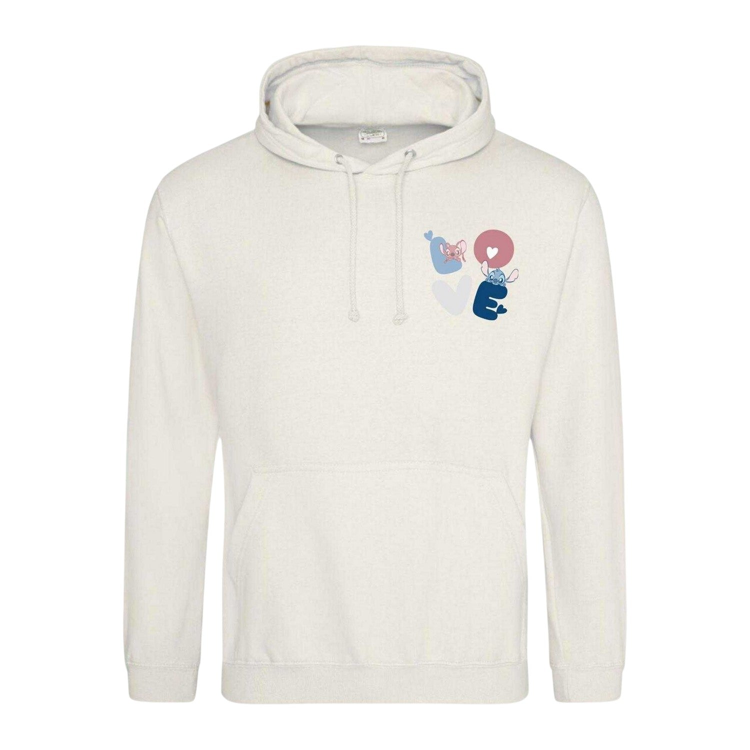 White - Front - Lilo & Stitch Unisex Adult Love Stitch & Angel Valentine`s Day Hoodie