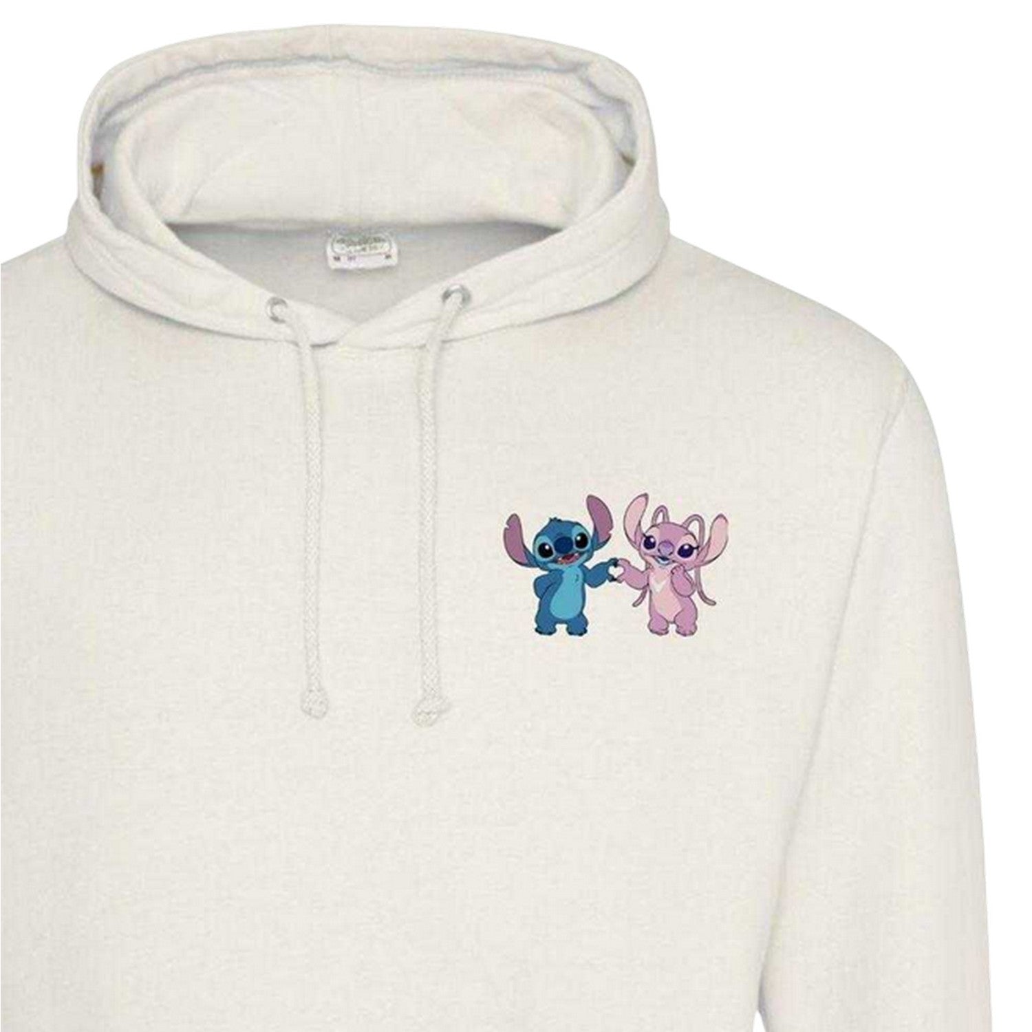 White - Side - Lilo & Stitch Unisex Adult Love Hands Valentine`s Day Hoodie