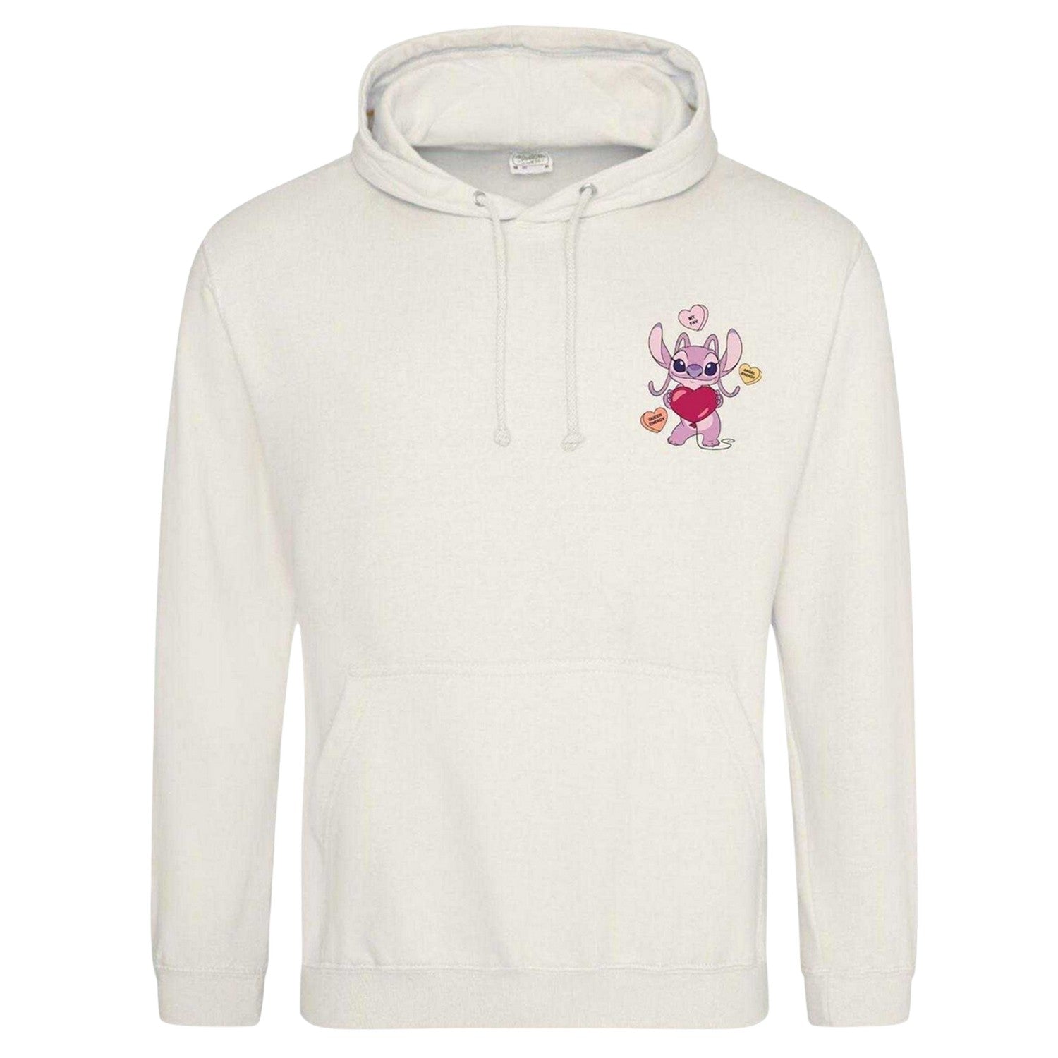White - Front - Lilo & Stitch Unisex Adult Angel Heart Valentine`s Day Hoodie